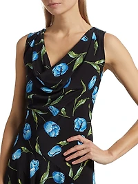 Tulip Silk Crepe Asymmetrical Midi-Dress
