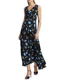 Tulip Silk Crepe Asymmetrical Midi-Dress
