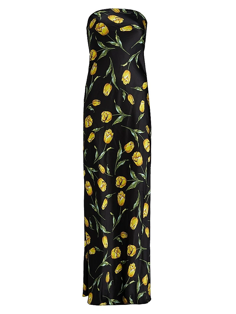 Tulip Silk Satin Strapless Gown