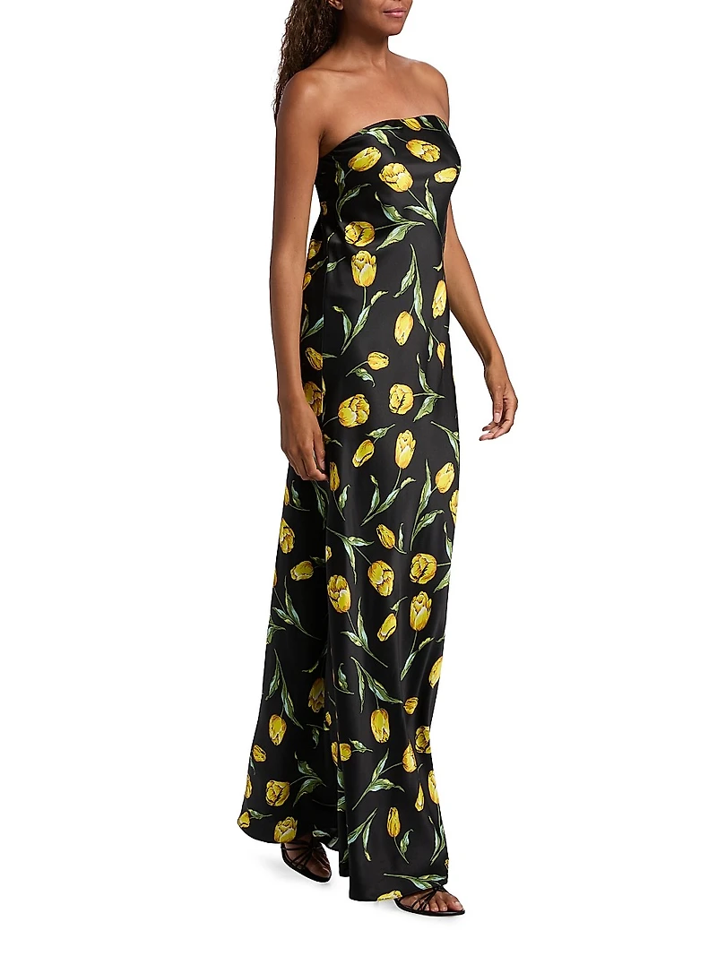 Tulip Silk Satin Strapless Gown