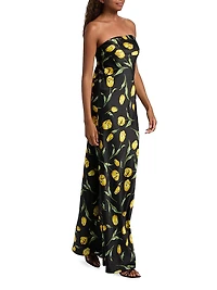 Tulip Silk Satin Strapless Gown