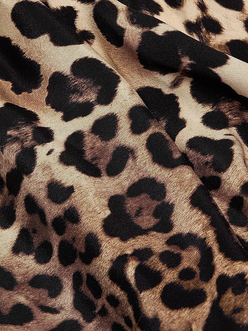 Leopard Print Silk Bow-Strap Gown