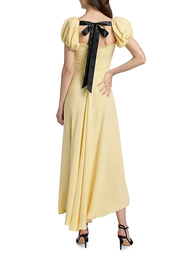 Silk Back Bow Midi-Dress