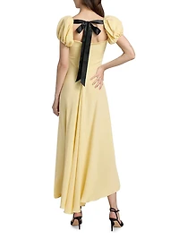Silk Back Bow Midi-Dress