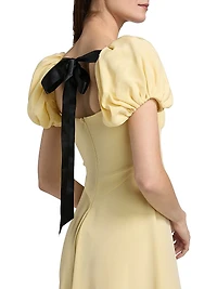 Silk Back Bow Midi-Dress