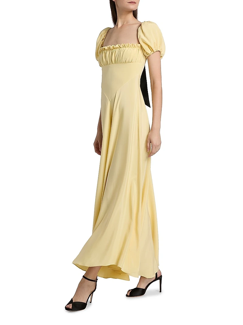 Silk Back Bow Midi-Dress