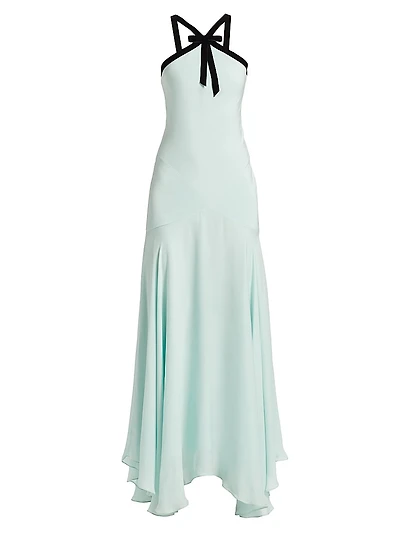 Silk Crepe Halterneck Maxi Dress