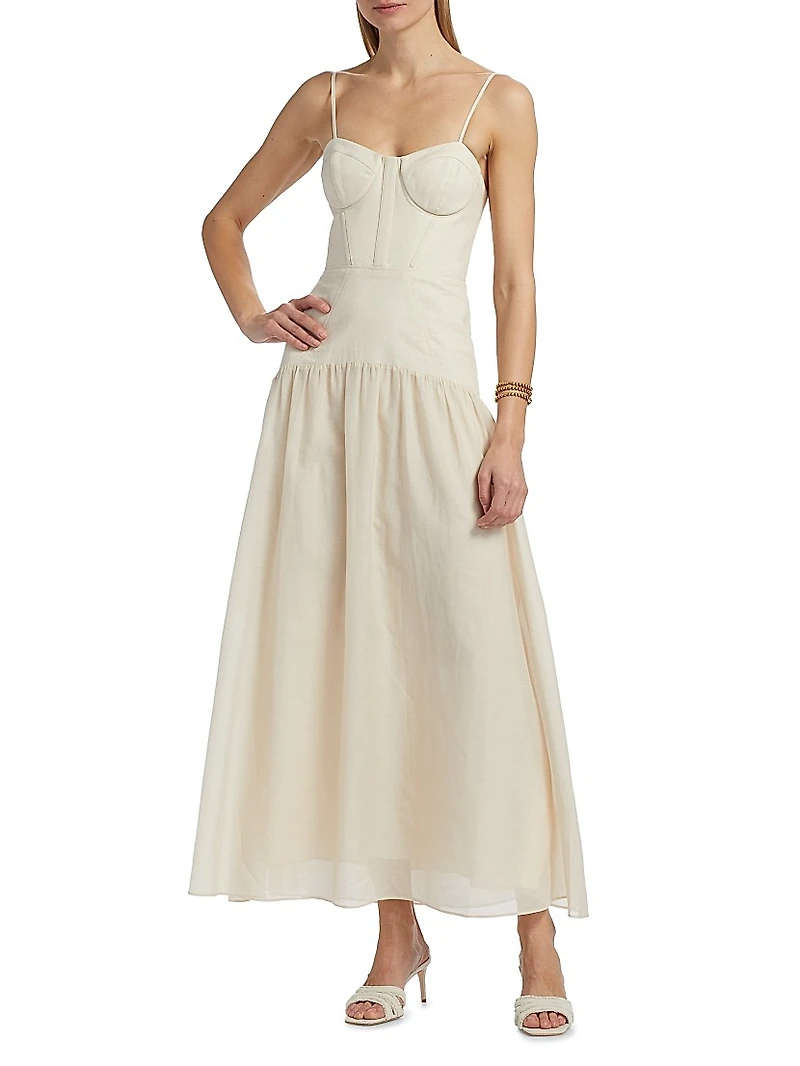 Palermo Linen Corset Maxi Dress