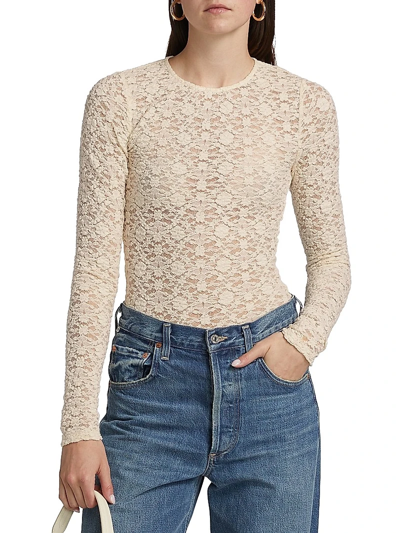 Meli Stretch Lace Long-Sleeve Top