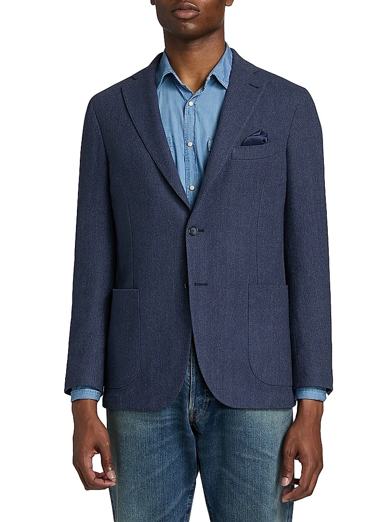Herringbone Wool-Blend Sport Coat