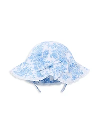 Baby Girl's Floral Rashguard Swimsuit & Hat Set