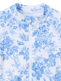 Baby Girl's Floral Rashguard Swimsuit & Hat Set