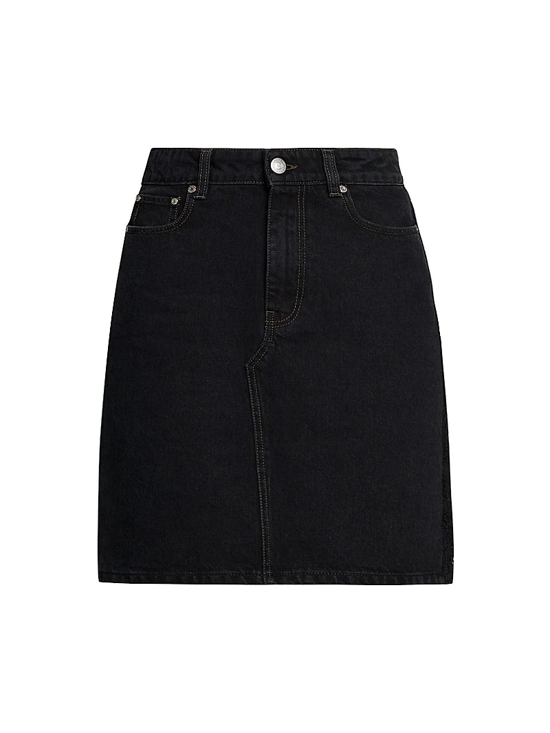 Denim-Lace A-Line Miniskirt