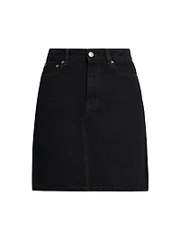 Denim-Lace A-Line Miniskirt