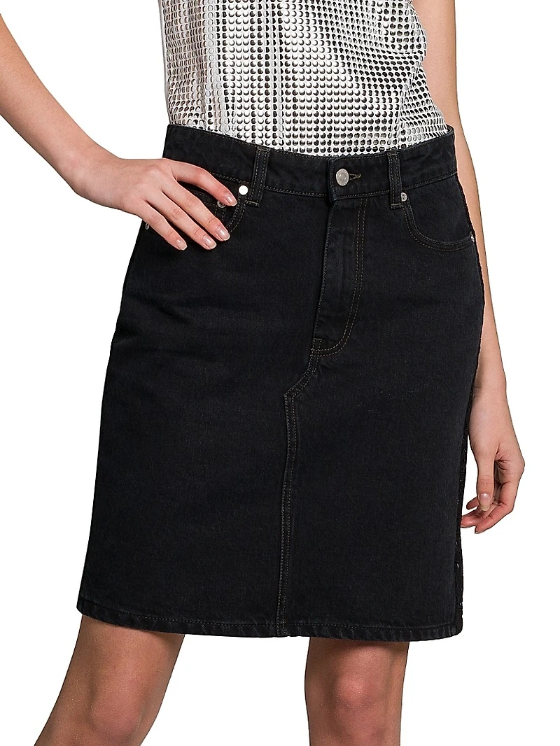 Denim-Lace A-Line Miniskirt