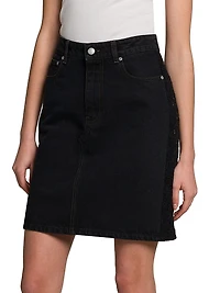 Denim-Lace A-Line Miniskirt