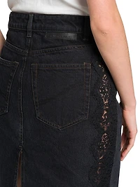 Denim-Lace A-Line Miniskirt