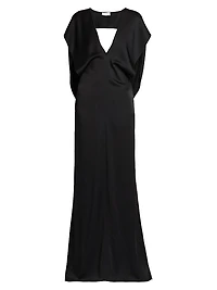 Draped Satin V-Neck Gown