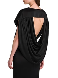 Draped Satin V-Neck Gown