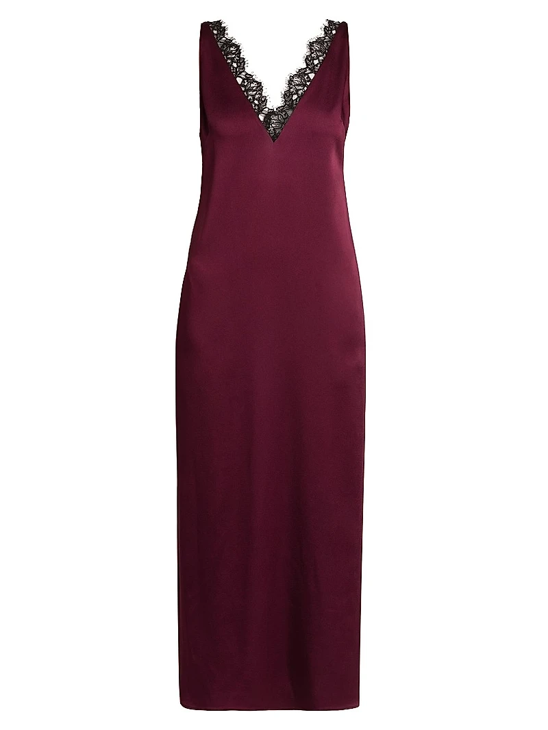 Satin-Lace V-Neck Maxi Slipdress