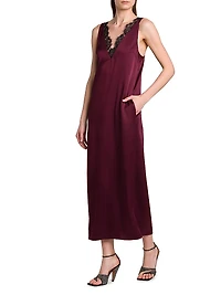 Satin-Lace V-Neck Maxi Slipdress