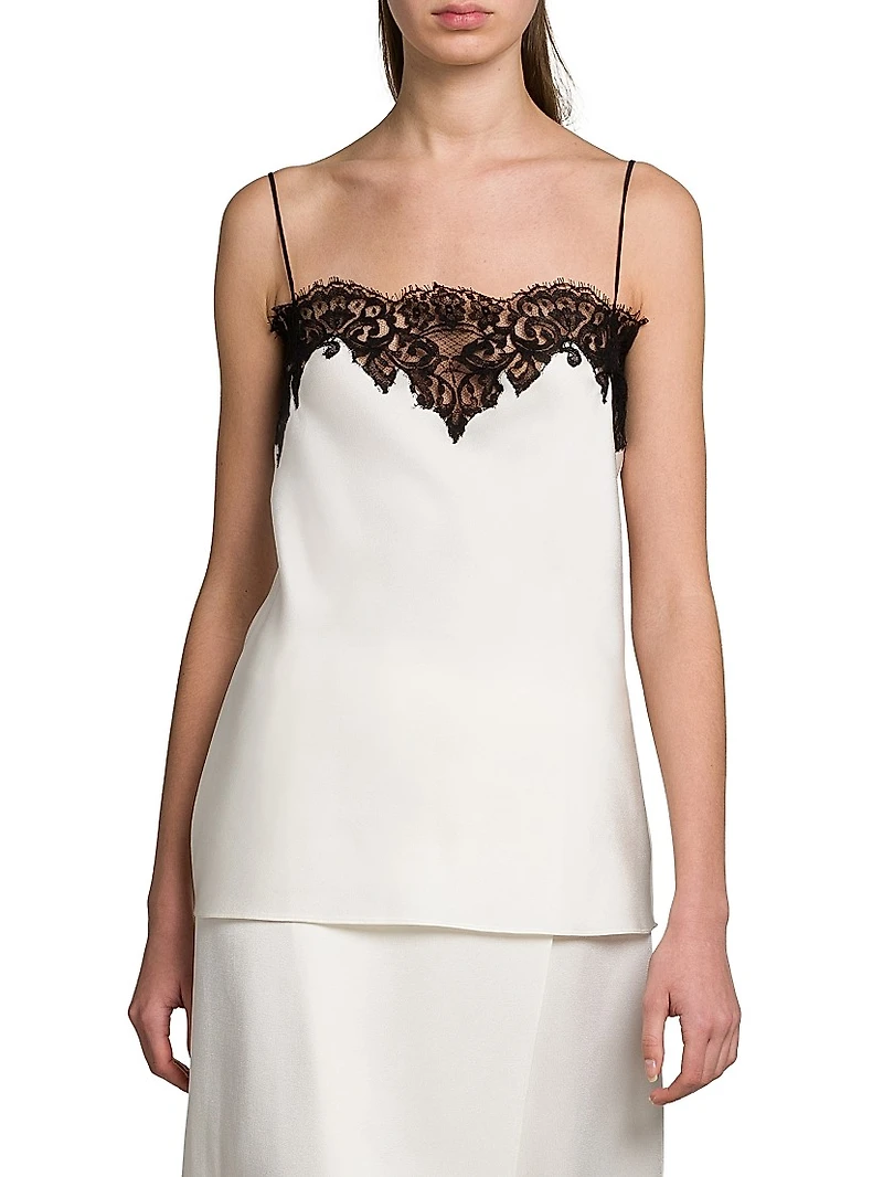 Satin Lace Square-Neck Slip Top