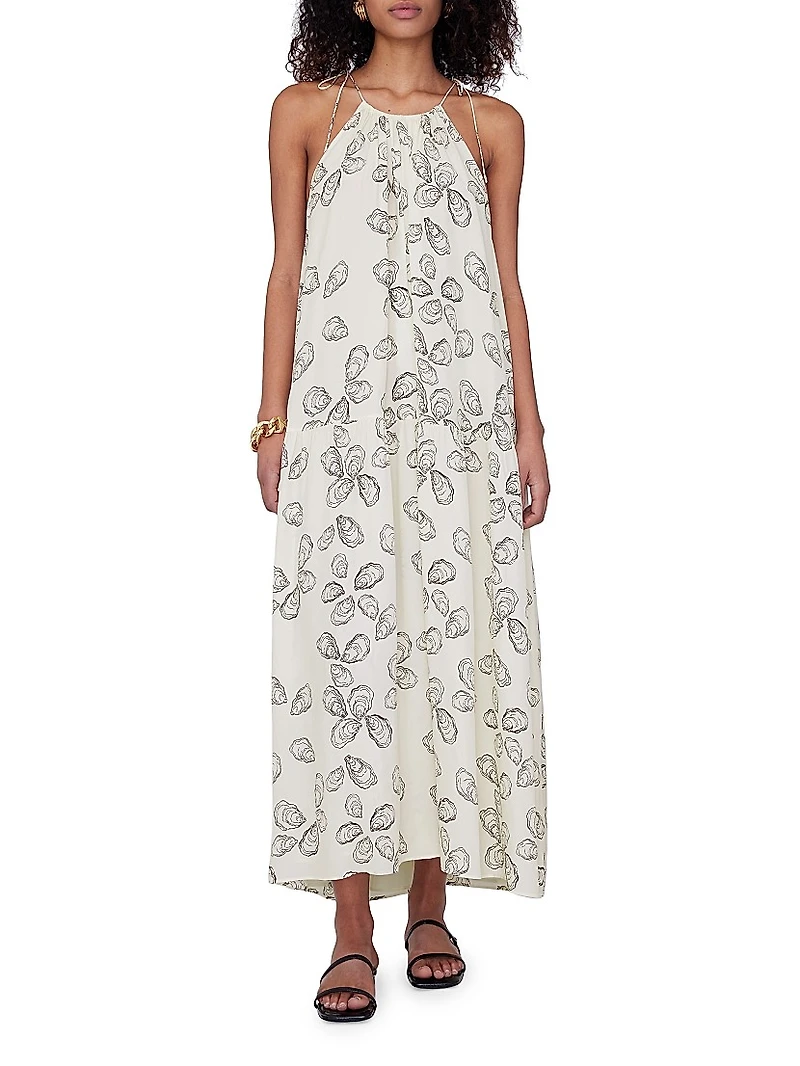 Santana Oyster-Shell-Print A-Line Maxi Dress