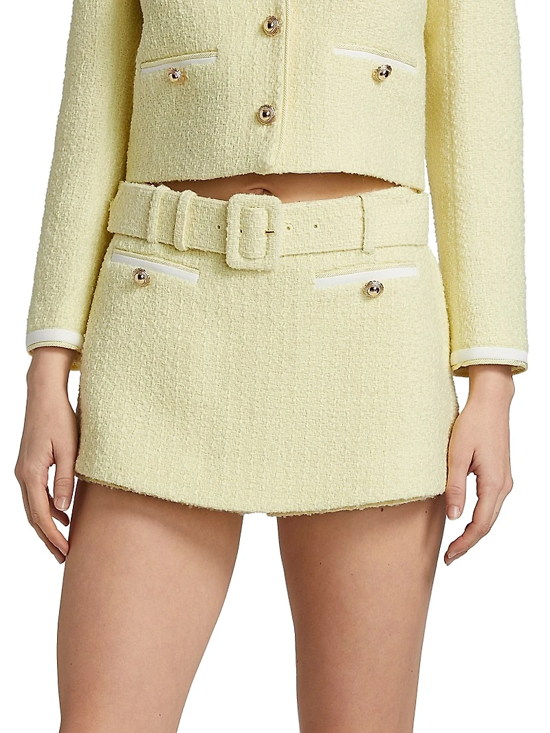 Bouclé Tweed Belted Skort
