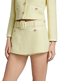 Bouclé Tweed Belted Skort