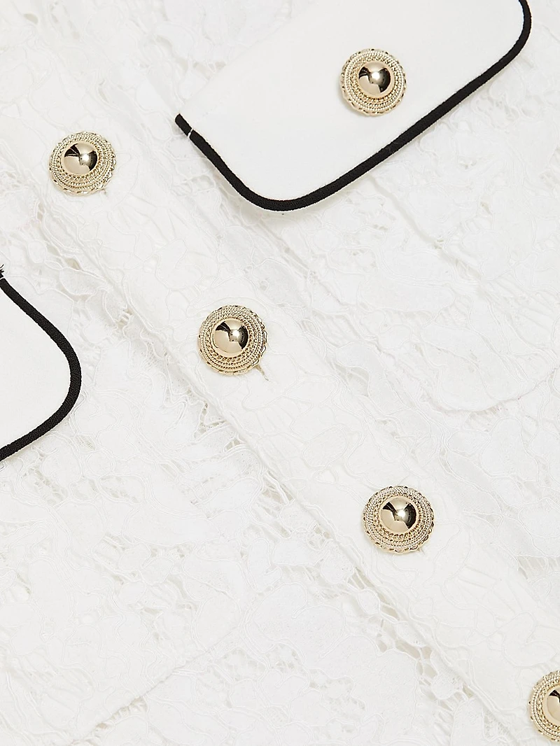 Lace Contrast Collar Short-Sleeve Shirt