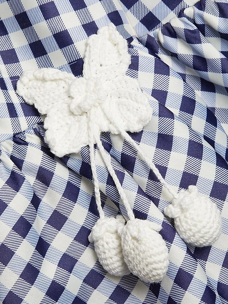 Gingham Taffeta Bubble-Skirt Minidress