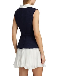 Bouclé & Chiffon Sleeveless Minidress