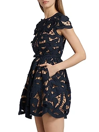 Embroidered Cotton Poplin Fit & Flare Minidress