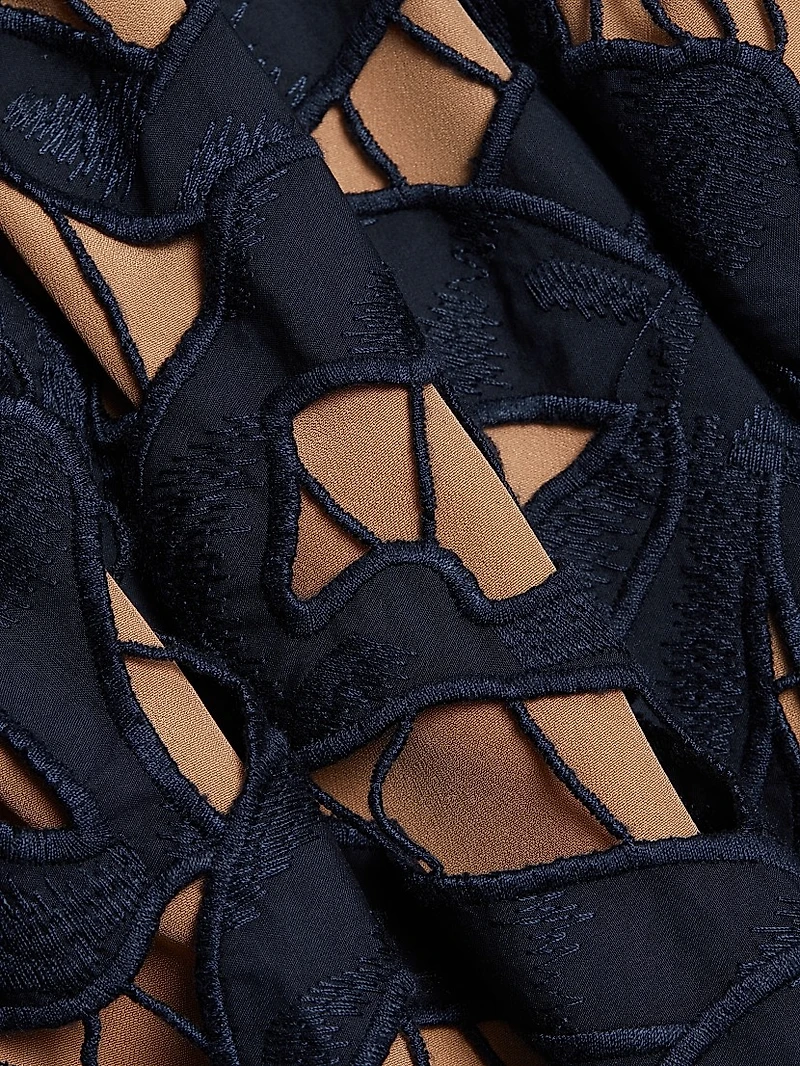 Embroidered Cotton Poplin Fit & Flare Minidress