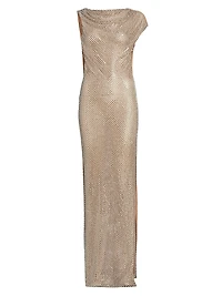 Rhinestone Draped Maxi Dress