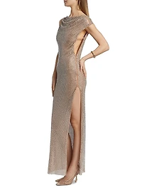 Rhinestone Draped Maxi Dress