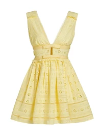 Eyelet Cotton Fit & Flare Minidress