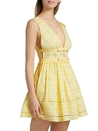 Eyelet Cotton Fit & Flare Minidress