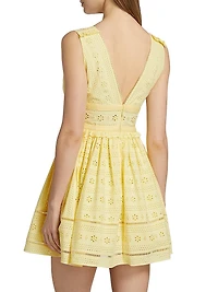 Eyelet Cotton Fit & Flare Minidress