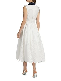Eyelet Cotton A-Line Midi-Dress