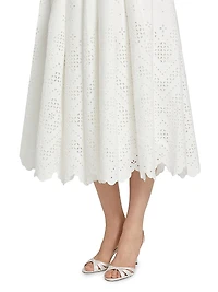 Eyelet Cotton A-Line Midi-Dress