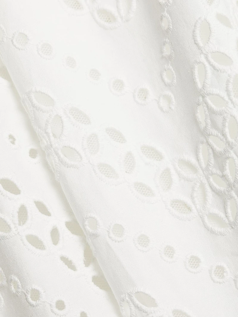 Eyelet Cotton A-Line Midi-Dress
