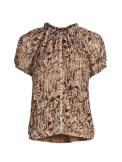 Soraya Abstract Print Puff-Sleeve Blouse
