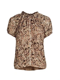 Soraya Abstract Print Puff-Sleeve Blouse