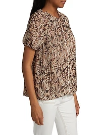 Soraya Abstract Print Puff-Sleeve Blouse