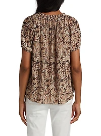 Soraya Abstract Print Puff-Sleeve Blouse