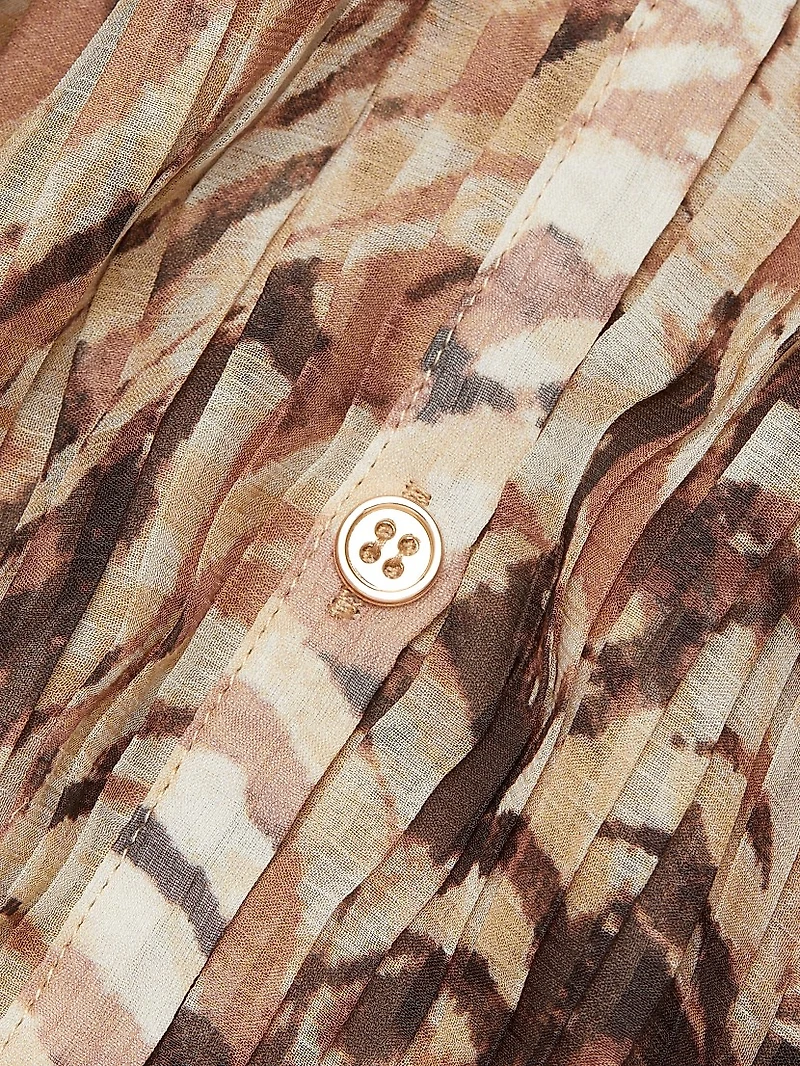 Soraya Abstract Print Puff-Sleeve Blouse