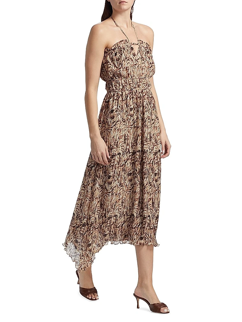 Gabriela Printed Halterneck Midi-Dress