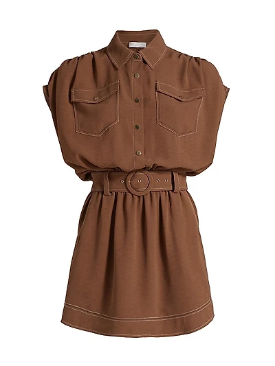 Stitch Bess Cap-Sleeve Mini-Shirtdress