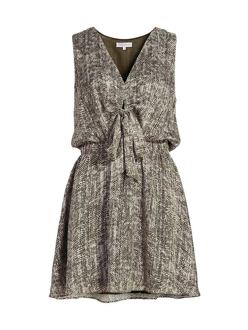 Itzel Printed Silk-Blend V-Neck Minidress